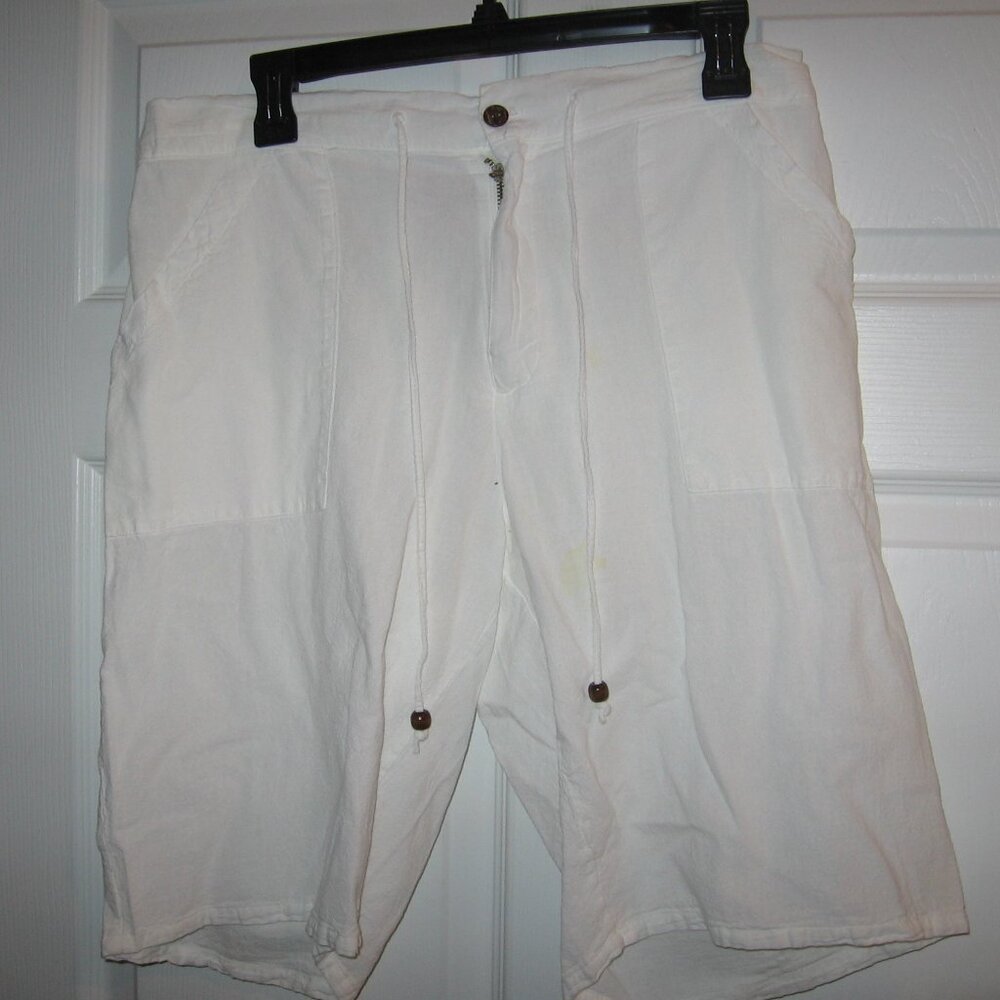 Seaspice Elastic Waist Beach Casual Shorts Men's Size Large 32-36 White